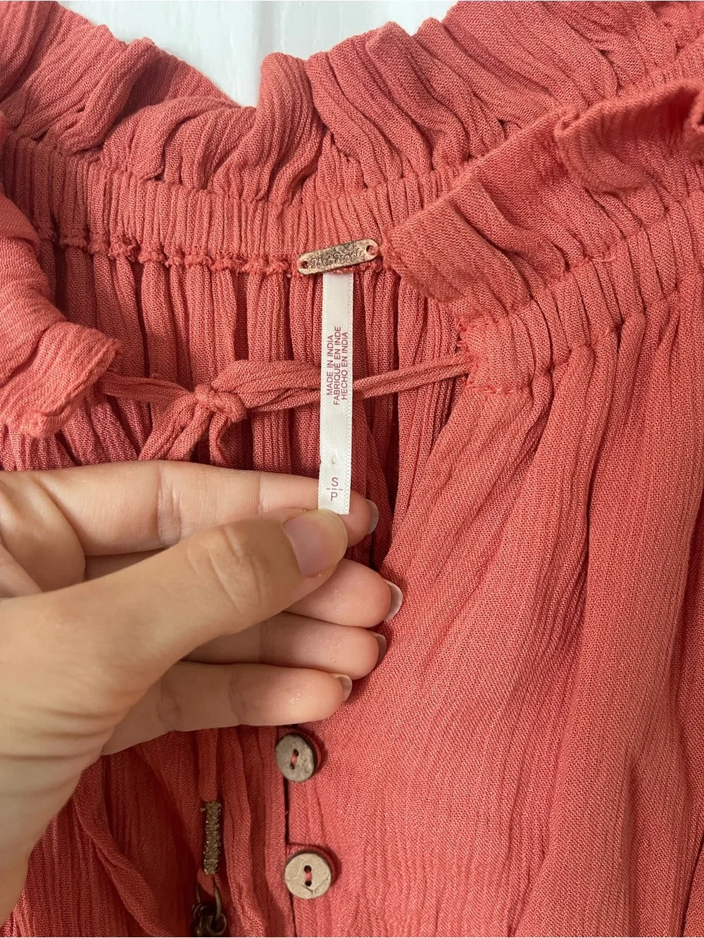 Free People Coral Midi Dress with Ruffled Hem